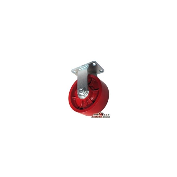 12"x3" Kingpinless Heavy Duty Rigid Caster, Red Ductile Iron Wheel